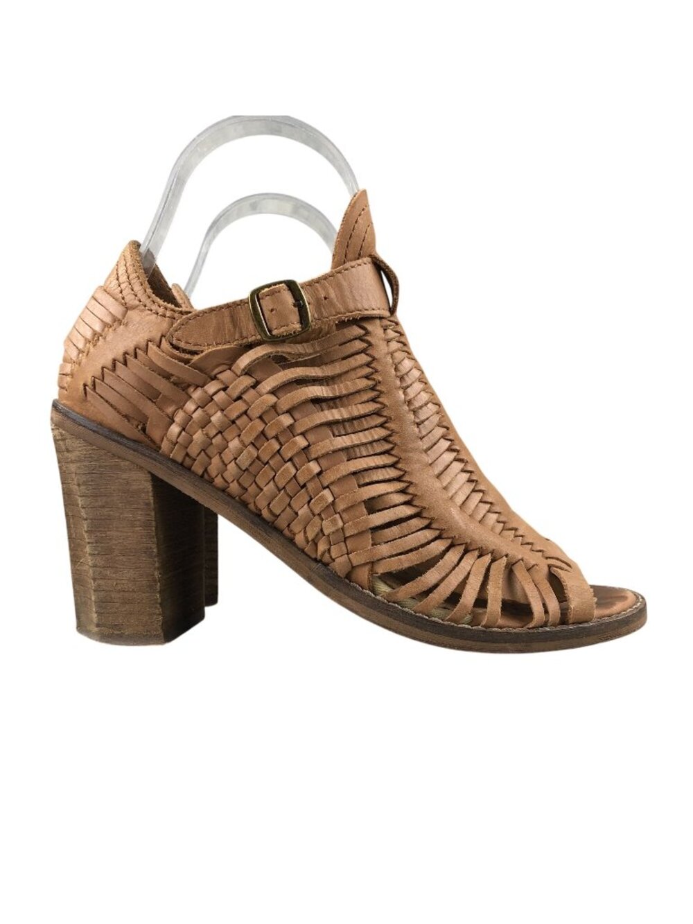 Naughty Monkey Women's Size 6 Killion Brown Leather High Heel Huarache Sandals